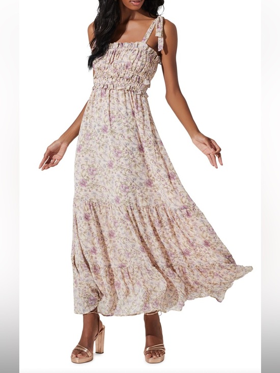 Astr Dresses & Skirts - 🌸 ASTR The Label Floral Maxi Dress XS Cottagecore Tie Strap Ruffle Boho